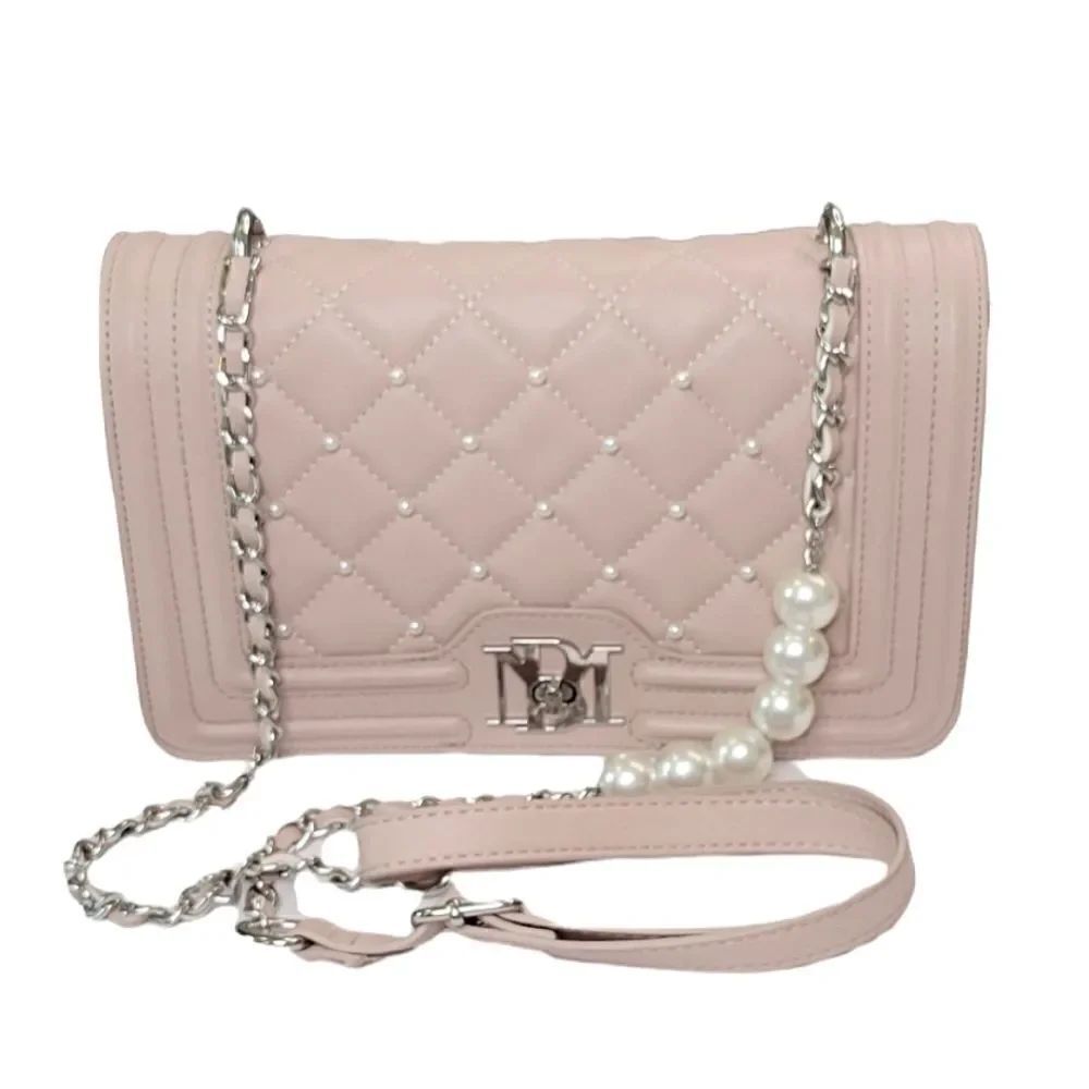 Badgley Mischka Blush Letter Lock Crossbody With Bombe & Pearl's Quilted Purse